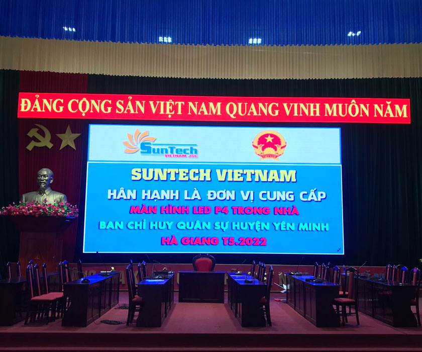 Màn hình LED hội trường tại Ban chỉ huy Quân sự huyện Yên Minh – Hà Giang