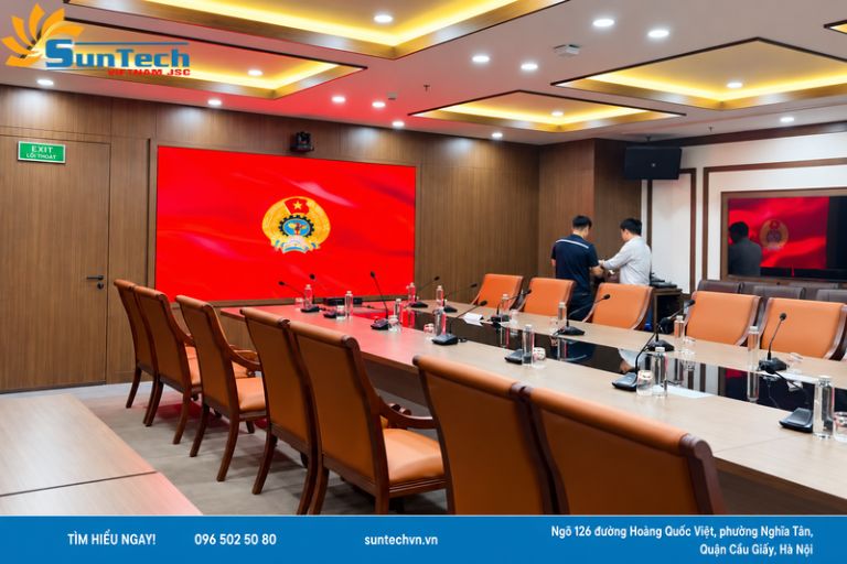 Màn hình LED P1.66 Suntech hoàn thiện cho CTCP Điện Việt - Lào