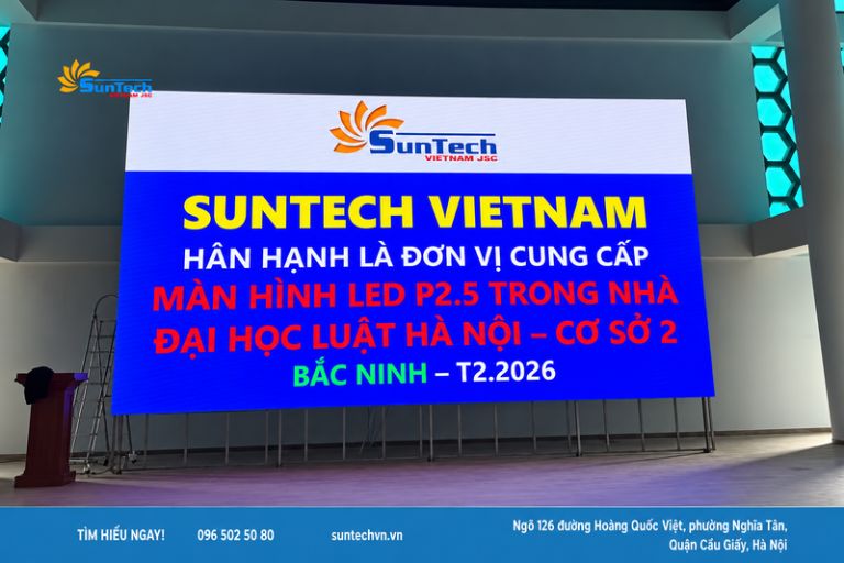 Suntech thi công màn hình LED hội trường - Trường ĐH Luật Hà Nội CS 2